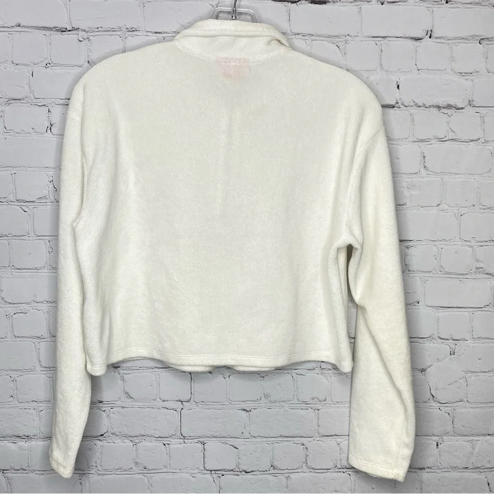 Stoney Clover Lane x Target Cropped Half Zip Sweatshirt in White XS - Picture 5 of 11